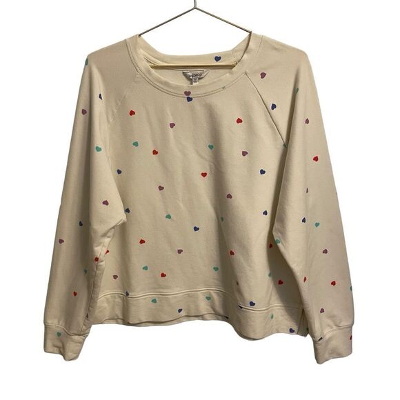 Wildfox Cream Heart Long Sleeve Cropped Sweatshirt Size XL - Picture 1 of 8